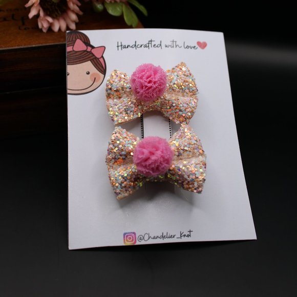 Baby bow,Glitter Christmas Barrettes hairbow,Hairbows for Girls,Bowclips, Bows - Picture 1 of 7